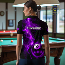 Load image into Gallery viewer, Purple And Black 8 Ball Striking Thunder Lightning Billiard Shirt For Women Custom Pool Team Jerseys TDM4390