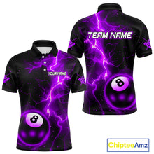 Load image into Gallery viewer, Purple And Black 8 Ball Striking Thunder Lightning Billiard Shirt For Men Custom Pool Team Jerseys TDM4390