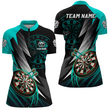 Load image into Gallery viewer, Personalized Orange Black Darts Polo &amp; 1/4 Zip Shirts Custom Cool Dart Shirts For Women Dart Jerseys TDM3014