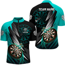 Load image into Gallery viewer, Personalized Orange Black Darts Polo &amp; 1/4 Zip Shirts Custom Cool Dart Shirts For Men Dart Jerseys TDM3014