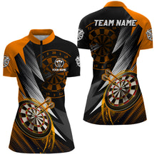 Load image into Gallery viewer, Personalized Turquoise Black Darts Polo &amp; 1/4 Zip Shirts Custom Dart Shirts For Women Dart Jerseys TDM3015