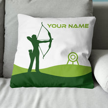 Load image into Gallery viewer, Custom Green White Archery Women Player Pillow, Best Decorative Pillows TDM0766