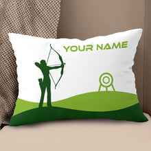 Load image into Gallery viewer, Custom Green White Archery Women Player Pillow, Best Decorative Pillows TDM0766