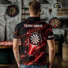 Load image into Gallery viewer, Personalized Red Darts Skull Shirt For Men Custom Polo &amp; 1/4 Zip Lightning Thunder Darts Jersey TDM4621