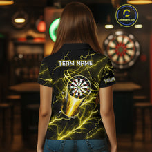 Load image into Gallery viewer, Personalized Yellow Darts Skull Shirt For Women Custom Polo &amp; 1/4 Zip Lightning Thunder Darts Jersey TDM4622