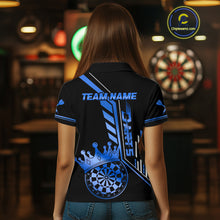 Load image into Gallery viewer, Black And Blue Funny Crown Darts Shirt Polo &amp; 1/4 Zip For Women Custom Darts League Team Jersey TDM4823