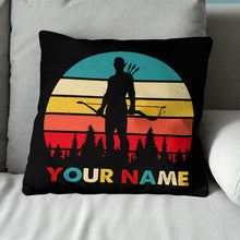 Load image into Gallery viewer, Funny Archer Retro Vintage Style Personalized Name Archery Throw Pillows TDM0775