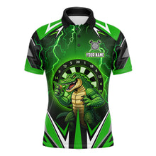 Load image into Gallery viewer, Green Funny Alligator Darts Shirt For Men Custom Lightning Darts Team Jersey Polo &amp; 1/4 Zip TDM5966