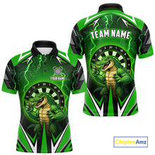 Load image into Gallery viewer, Green Funny Alligator Darts Shirt For Men Custom Lightning Darts Team Jersey Polo &amp; 1/4 Zip TDM5966
