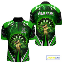 Load image into Gallery viewer, Green Funny Alligator Darts Shirt For Men Custom Lightning Darts Team Jersey Polo &amp; 1/4 Zip TDM5966