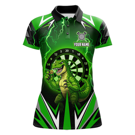 Green Funny Sauropod Darts Shirt For Women Custom Lightning Darts Team Jersey Polo & 1/4 Zip TDM5967