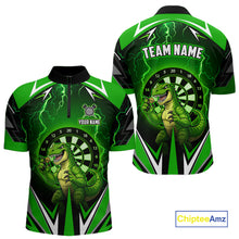 Load image into Gallery viewer, Green Funny Sauropod Darts Shirt For Men Custom Lightning Darts Team Jersey Polo &amp; 1/4 Zip TDM5967