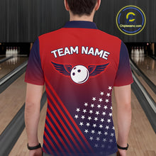 Load image into Gallery viewer, American Flag Bowling Jersey For Men Custom Patriotic Bowling Shirt Team Polo &amp; 1/4 Zip |Red TDM5970