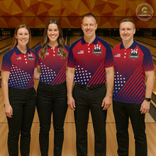 Load image into Gallery viewer, American Flag Bowling Jersey For Men Custom Patriotic Bowling Shirt Team Polo &amp; 1/4 Zip |Red TDM5970
