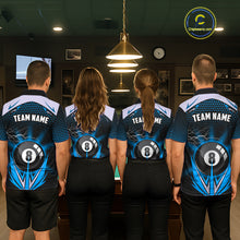 Load image into Gallery viewer, Blue 8 Ball Pool Billiard Jersey For Men Custom Lightning Billiard Team Shirt Polo &amp; Quarter Zip TDM6135