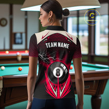 Load image into Gallery viewer, Red 8 Ball Pool Billiard Jersey For Women Custom Lightning Billiard Team Shirt Polo &amp; Quarter Zip TDM6136