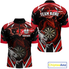 Load image into Gallery viewer, Personalized Dragon Dart Shirts For Men – Custom Thunder Red Darts Team Jerseys Polo &amp; Quarter Zip TDM4037