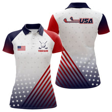 Load image into Gallery viewer, Womens Golf Polo Shirts American Flag Custom Patriotic Team Golf Shirts For Ladies, Best Golf Gifts TDM1867