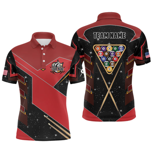 Personalized Galaxy 8 Ball Pool Billiard Shirts For Men Custom 8 Ball Billiard Attire Jerseys |Red TDM2293