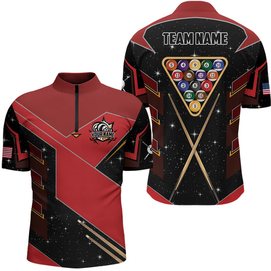 Personalized Galaxy 8 Ball Pool Billiard Shirts For Men Custom 8 Ball Billiard Attire Jerseys |Red TDM2293