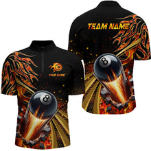 Load image into Gallery viewer, Flaming 8 Ball Pool Crack Billiard Shirts For Men Custom Pool Billiard Shirt Team Jerseys |Orange TDM3043