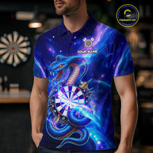 Load image into Gallery viewer, Galaxy Blue Custom Cobra Snake Darts Shirt For Men, Darts League Jersey Team Polo &amp; 1/4 Zip TDM5274