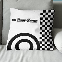 Load image into Gallery viewer, Custom Black White Archery Target Throw Pillow, Archery Funniest Pillows TDM0788