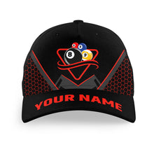 Load image into Gallery viewer, Personalized Black And Red Billiard Baseball Caps Custom Billiard Hats For Pool Player TDM4051