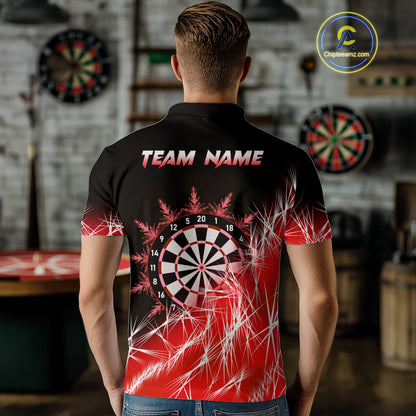 Red Icy Lights Men Darts Polo & Quarter Zip Custom Dart Shirts For Team Darts Jerseys Outfit TDM4640