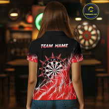 Load image into Gallery viewer, Red Icy Lights Women Darts Polo &amp; Quarter Zip Custom Dart Shirts For Team Darts Jerseys Outfit TDM4640