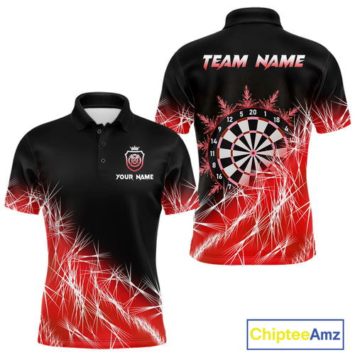 Red Icy Lights Men Darts Polo & Quarter Zip Custom Dart Shirts For Team Darts Jerseys Outfit TDM4640