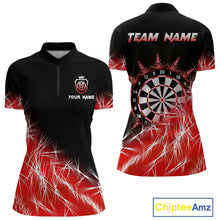 Load image into Gallery viewer, Red Icy Lights Women Darts Polo &amp; Quarter Zip Custom Dart Shirts For Team Darts Jerseys Outfit TDM4640
