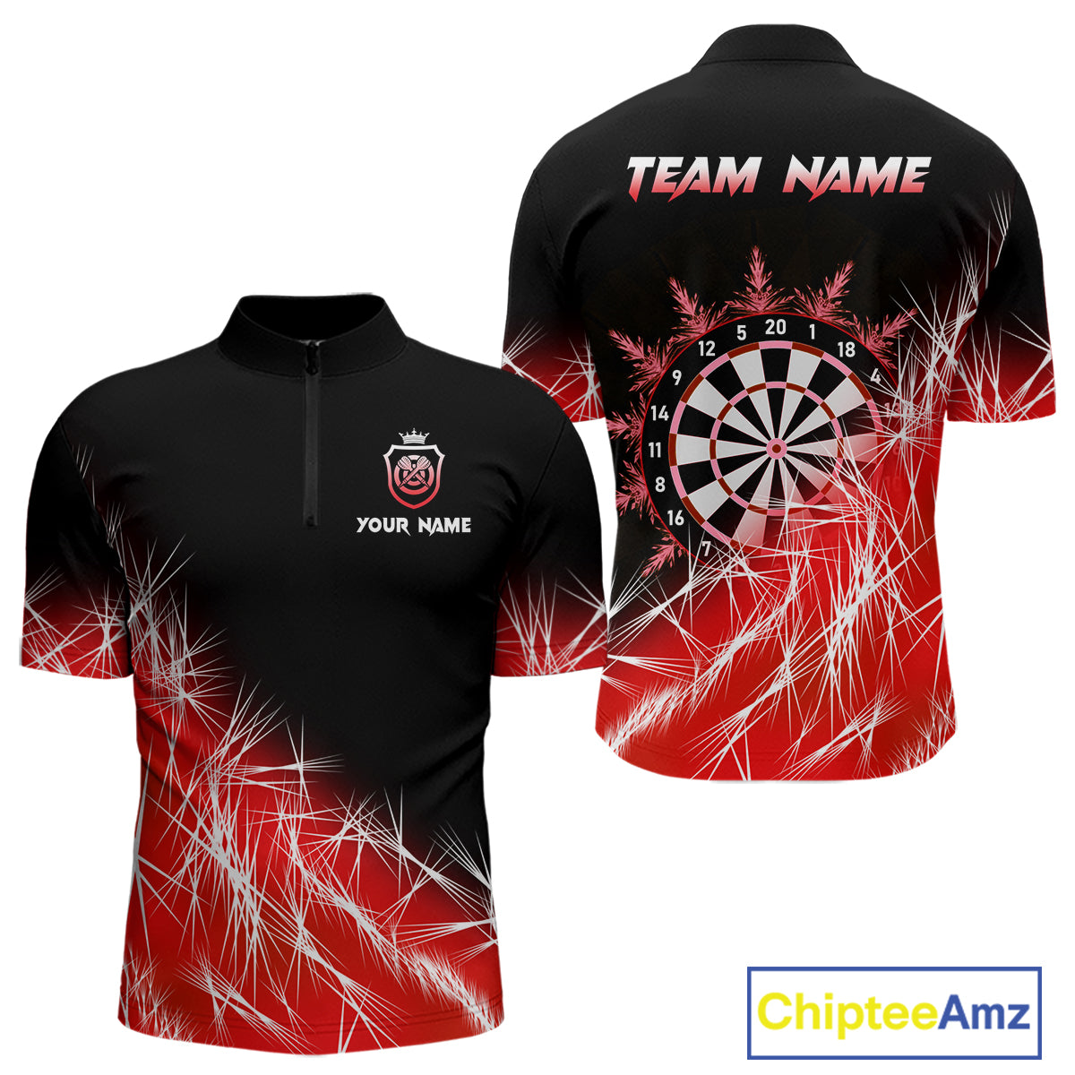 Red Icy Lights Men Darts Polo & Quarter Zip Custom Dart Shirts For Team Darts Jerseys Outfit TDM4640