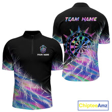 Load image into Gallery viewer, Holographic Icy Lights Men Darts Polo &amp; Quarter Zip Custom Dart Shirts For Team Darts Jerseys TDM4641