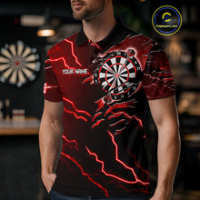 Load image into Gallery viewer, Personalized Thunder Lightning Eagle Red Darts Shirt Polo &amp; Quarter Zip For Men Dart Team Jersey TDM4835