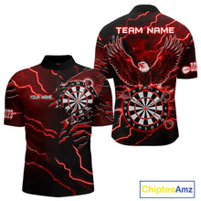 Load image into Gallery viewer, Personalized Thunder Lightning Eagle Red Darts Shirt Polo &amp; Quarter Zip For Men Dart Team Jersey TDM4835