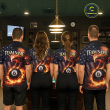 Load image into Gallery viewer, American Flag Flame 8 Ball Eagle Billiard Shirt For Women Custom Pool Team Shirt, Billiard Jersey TDM5787