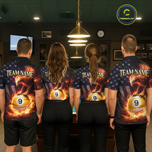 Load image into Gallery viewer, American Flag Flame 8 Ball &amp; 9 Ball Eagle Billiard Shirt For Women Custom Patriotic Pool Team Jersey TDM5789