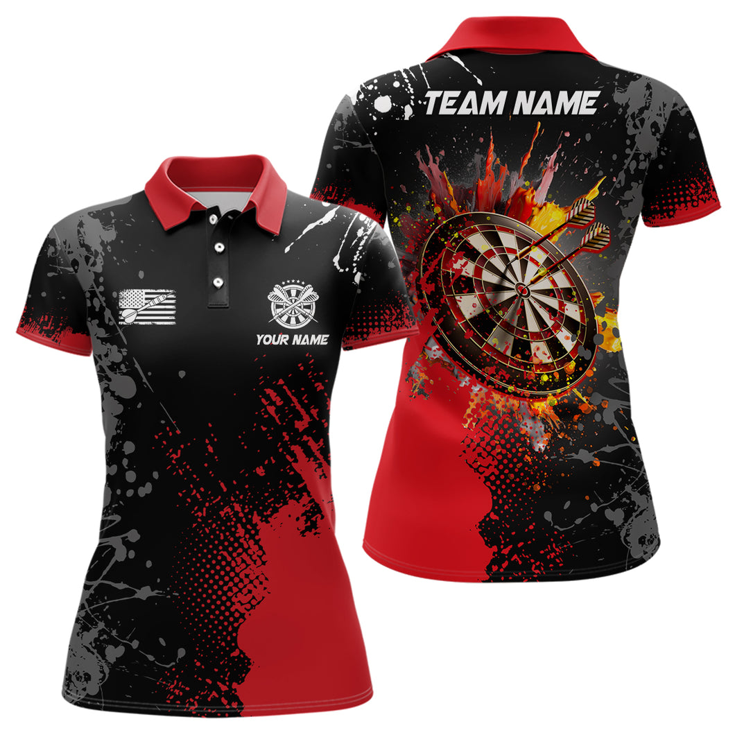Personalized Paint Red 3D Dartboard Women Darts Polo Shirts Custom Dart Jerseys Attire For Team TDM1498