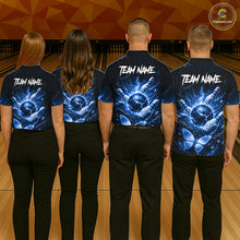 Load image into Gallery viewer, Personalized Blue Butterfly Skull Bowling Shirt For Men Custom Bowling Jersey Polo &amp; 1/4 Zip TDM6384