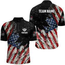 Load image into Gallery viewer, Personalized Grunge Retro American Flag Men Billiard Shirts Custom Patriotic US Billiard Jerseys TDM3291