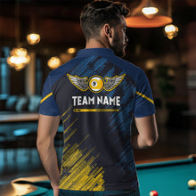 Load image into Gallery viewer, Personalized Blue Yellow 9 Ball Pool Wings Men's Billiard Shirts, 9 Ball Billiard Team Shirt Jersey TDM3776