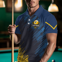 Load image into Gallery viewer, Personalized Blue Yellow 9 Ball Pool Wings Men's Billiard Shirts, 9 Ball Billiard Team Shirt Jersey TDM3776