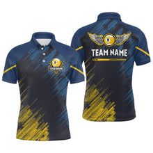Load image into Gallery viewer, Personalized Blue Yellow 9 Ball Pool Wings Men's Billiard Shirts, 9 Ball Billiard Team Shirt Jersey TDM3776