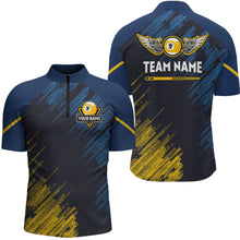 Load image into Gallery viewer, Personalized Blue Yellow 9 Ball Pool Wings Men's Billiard Shirts, 9 Ball Billiard Team Shirt Jersey TDM3776
