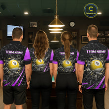 Load image into Gallery viewer, Black And Purple 8 Ball &amp; 9 Ball Glass Break Billiard Shirt For Women Custom Pool Team Jersey Outfit TDM6152