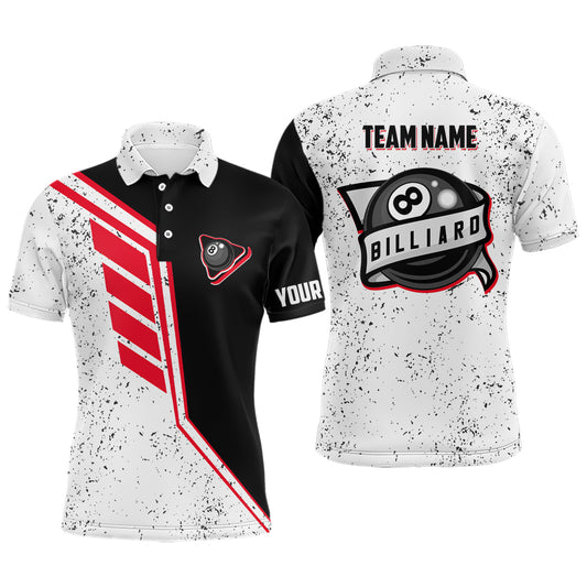 Funny 8 Ball Pool Grunge Style Custom Billiard Men Polo & Quarter Zip, 8 Ball Billiard Jerseys TDM3294