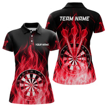 Load image into Gallery viewer, Fire Flame Dartboard 3D Darts Polo &amp; Quarter Zip Custom Dart Shirts For Women Dart Jerseys |Red TDM3298