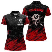 Load image into Gallery viewer, Black And Red 8 Ball Pool Skull Custom Women Billiard Shirts, Billiard Jersey Billiard Team Shirt TDM3303