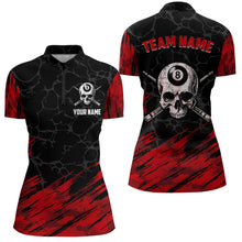 Load image into Gallery viewer, Black And Red 8 Ball Pool Skull Custom Women Billiard Shirts, Billiard Jersey Billiard Team Shirt TDM3303